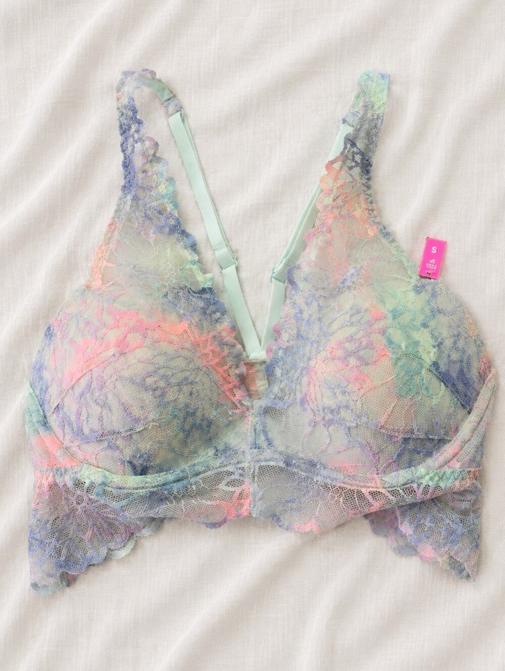 NWT Victoria's Secret PINK Lace Pushup Bralette in Pastel Multicolor Size S